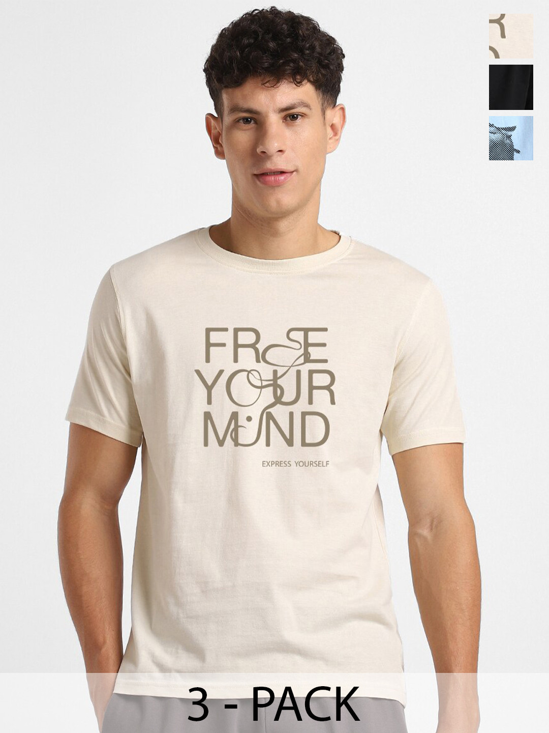 Men Typography  Printed Black Round Neck  T-shirt main image 0