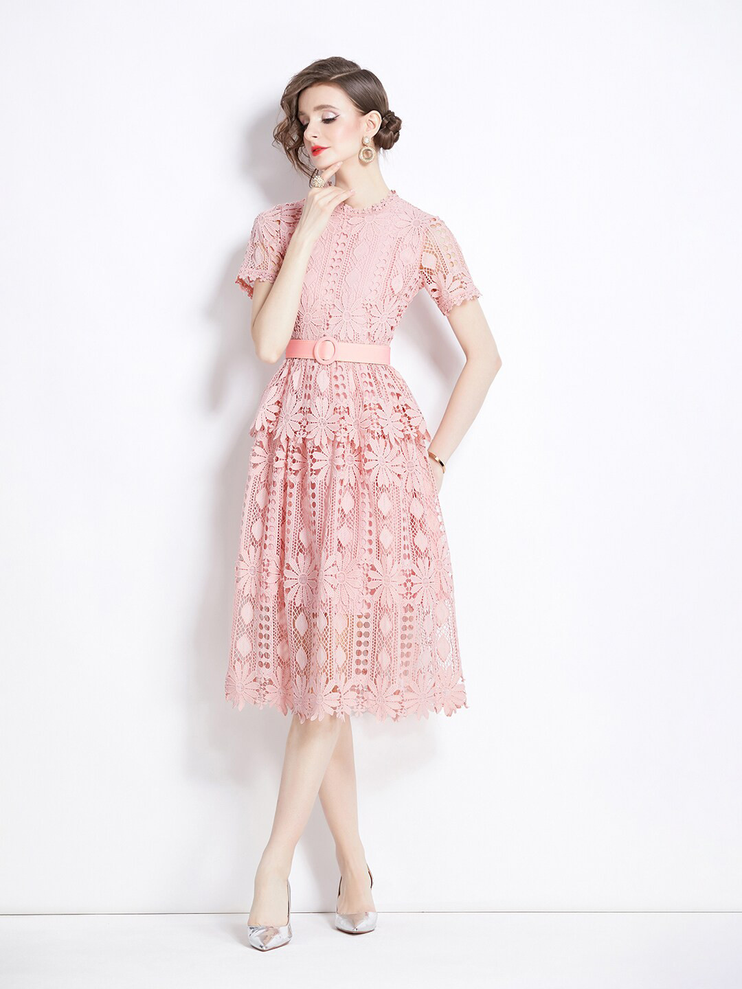 Buy JC Collection Floral Self Design Fit & Flare Midi Dress - Dresses ...