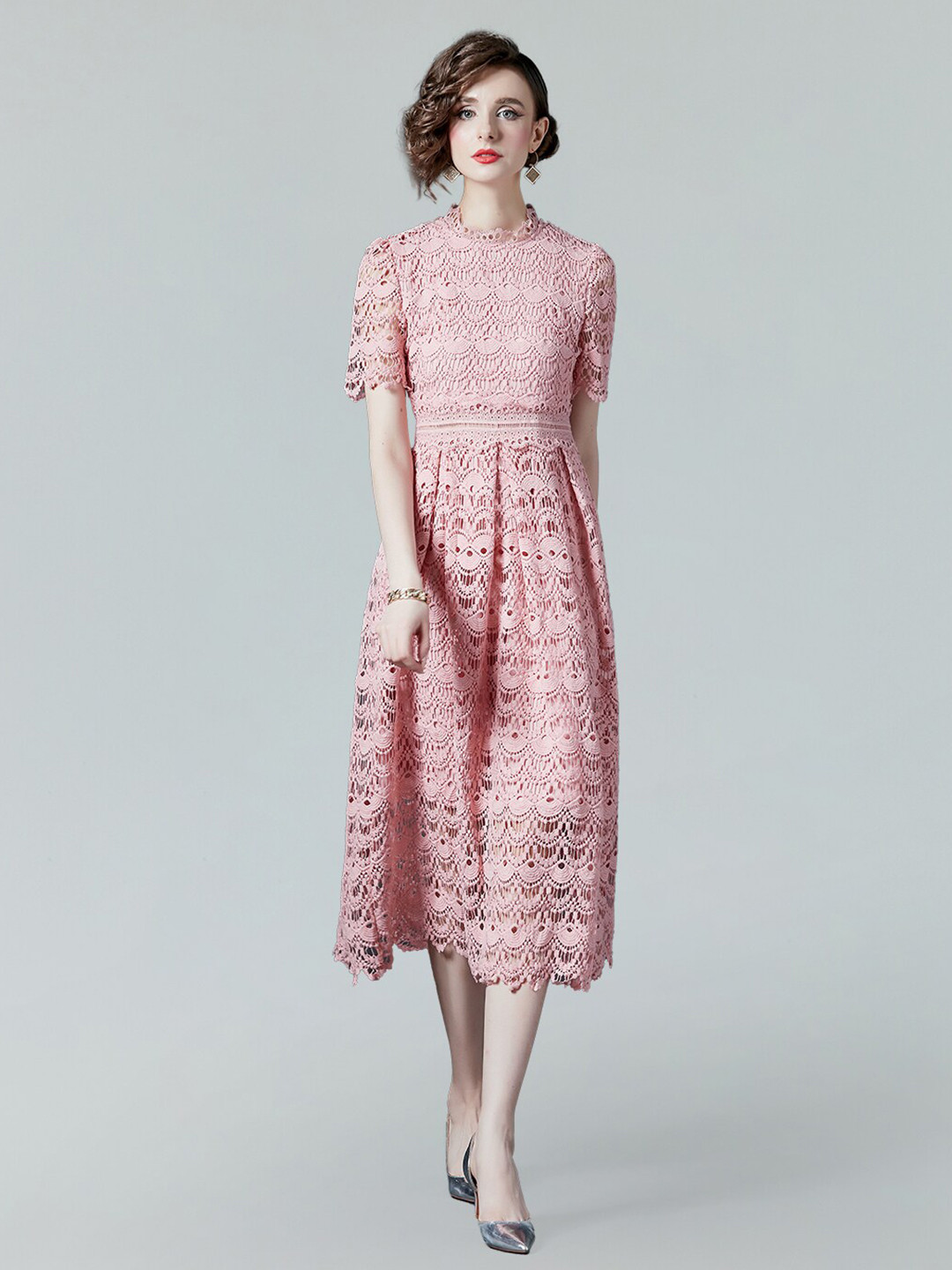 Buy JC Collection Floral Self Design Fit & Flare Midi Dress - Dresses ...