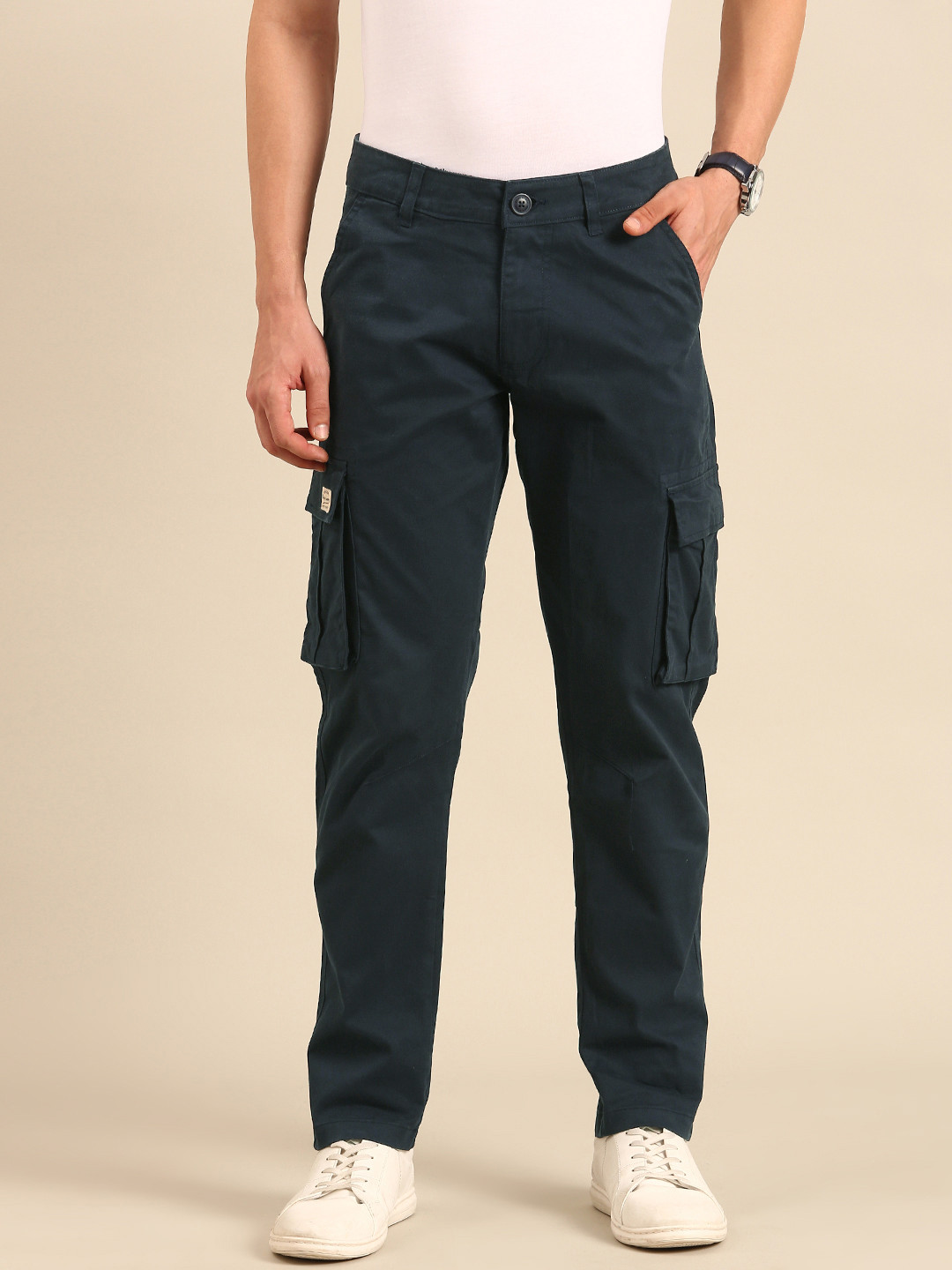 Khaki Slim Fit Men's Cargos by Being Human Clothing