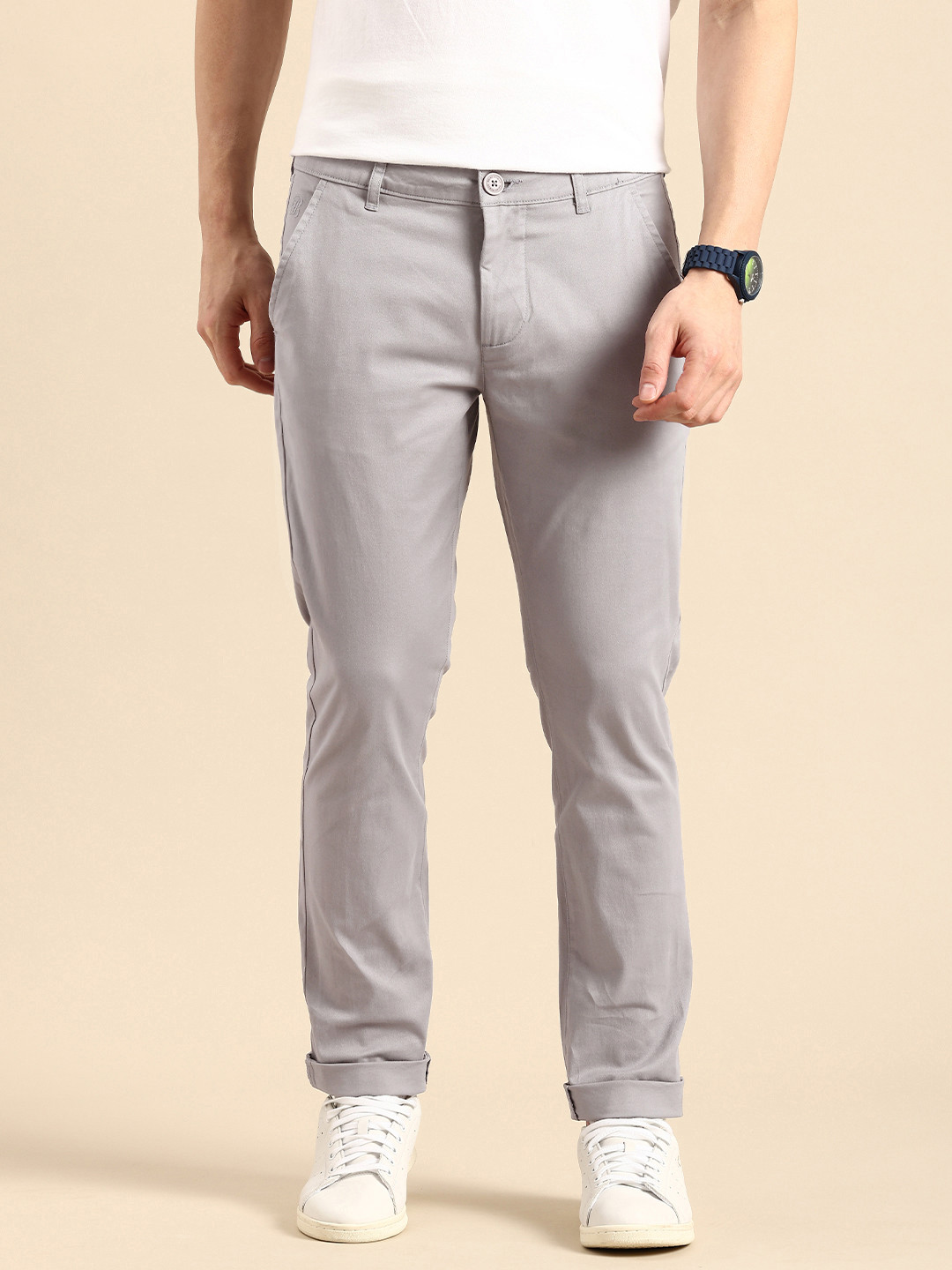 Beige Cropped fit Men's Chinos by Being Human Clothing