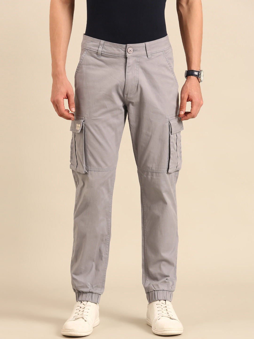 Grey Slim Fit Joggers For Men By Being Human Clothing