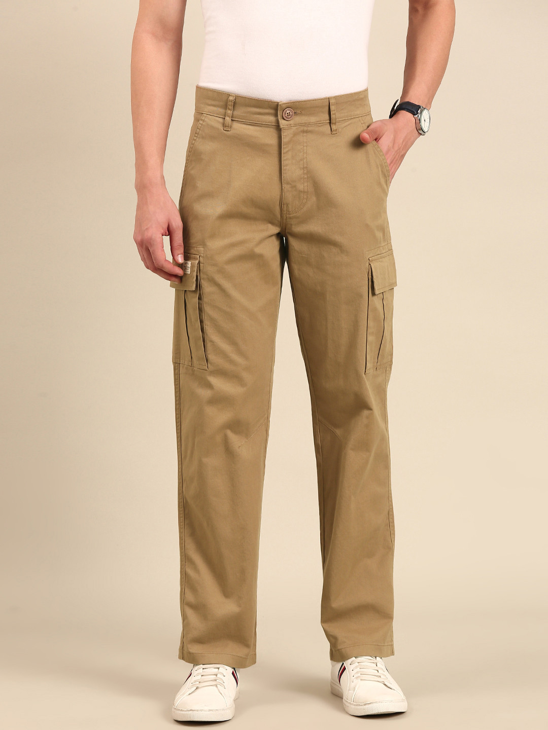 Grey Slim Fit Men's Cargos by Being Human Clothing main image 0