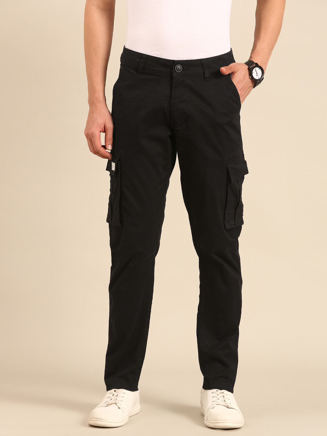 Navy Easy Fit Cargos for Men By Being Human Clothing main image 0