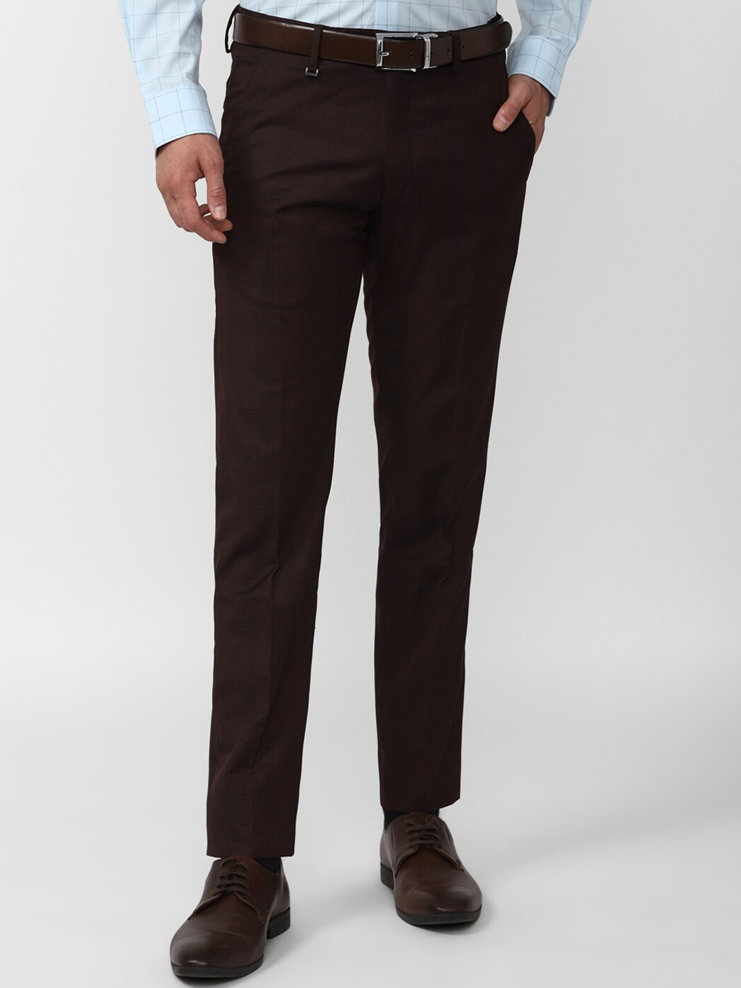 Buy Van Heusen Men Slim Fit Mid Rise Formal Trousers - Trousers for Men ...