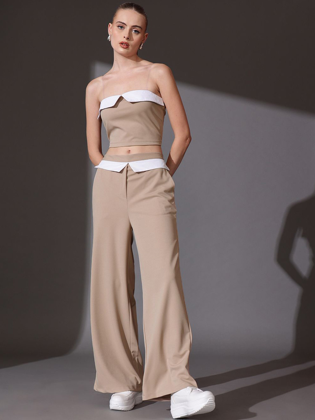 Buy STREET 9 Off Solid Shoulder Top With Trousers Co Ords - Co Ords for ...