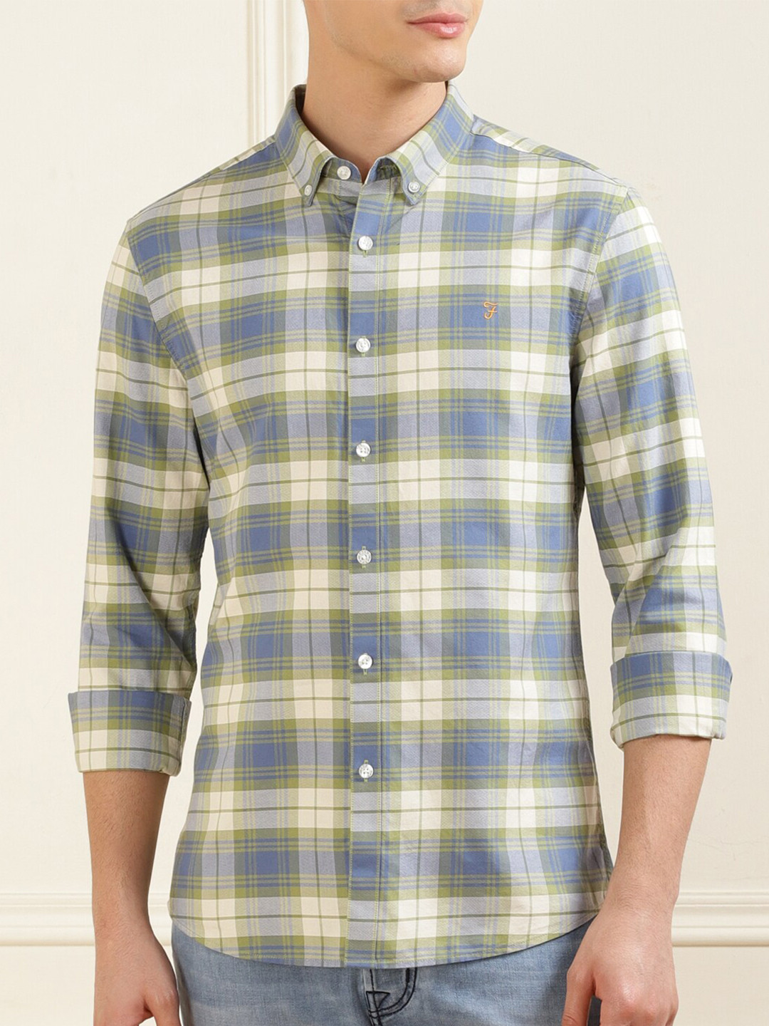 Men's Tartan Checked White Classic Shirt
