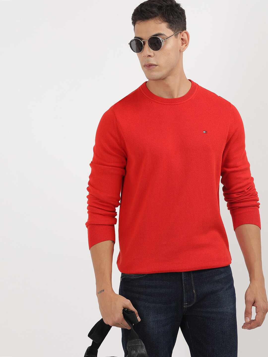 Tommy Hilfiger Black Cotton Men Sweater