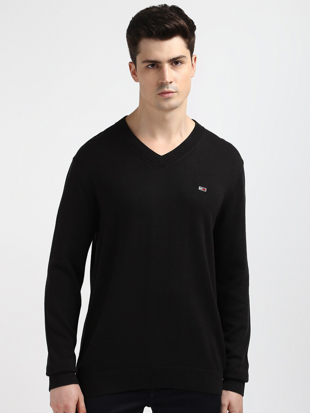 Buy Tommy Hilfiger Men Solid Black Pullover - Sweaters for Men 29676756 ...