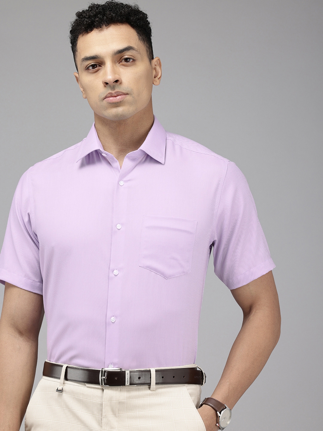 Buy Van Heusen Custom Fit Textured Self Design Pure Cotton Formal Shirt ...