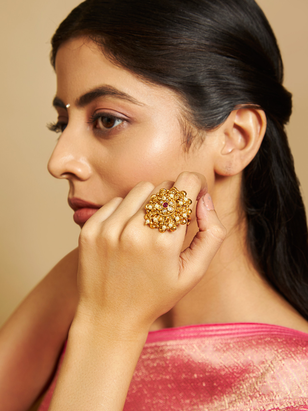 Buy Kushal's Fashion Jewellery Ruby Gold Plated Ethnic Antique ...