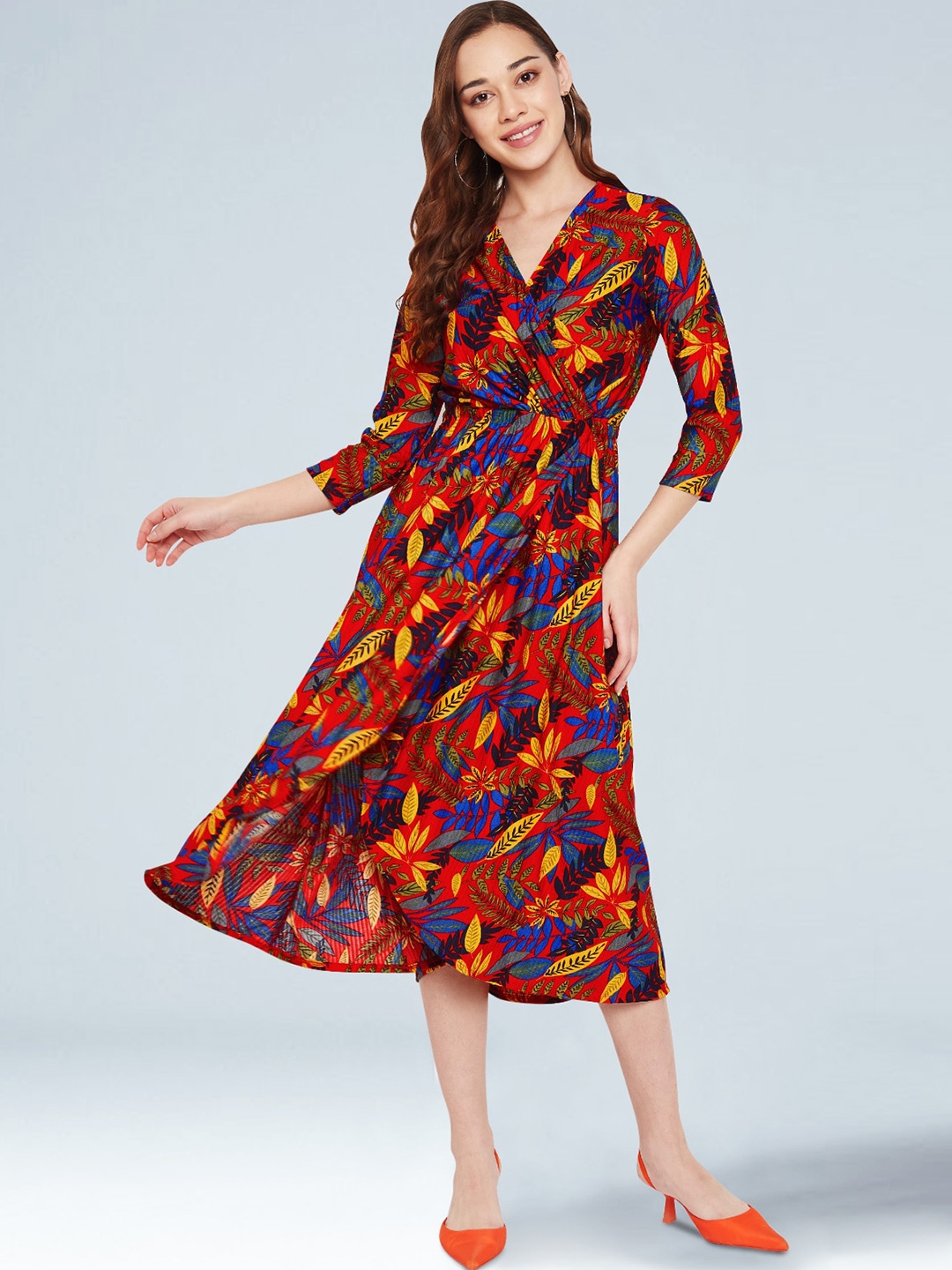 Buy Martini Abstract Printed Wrap Midi Dress - Dresses for Women ...