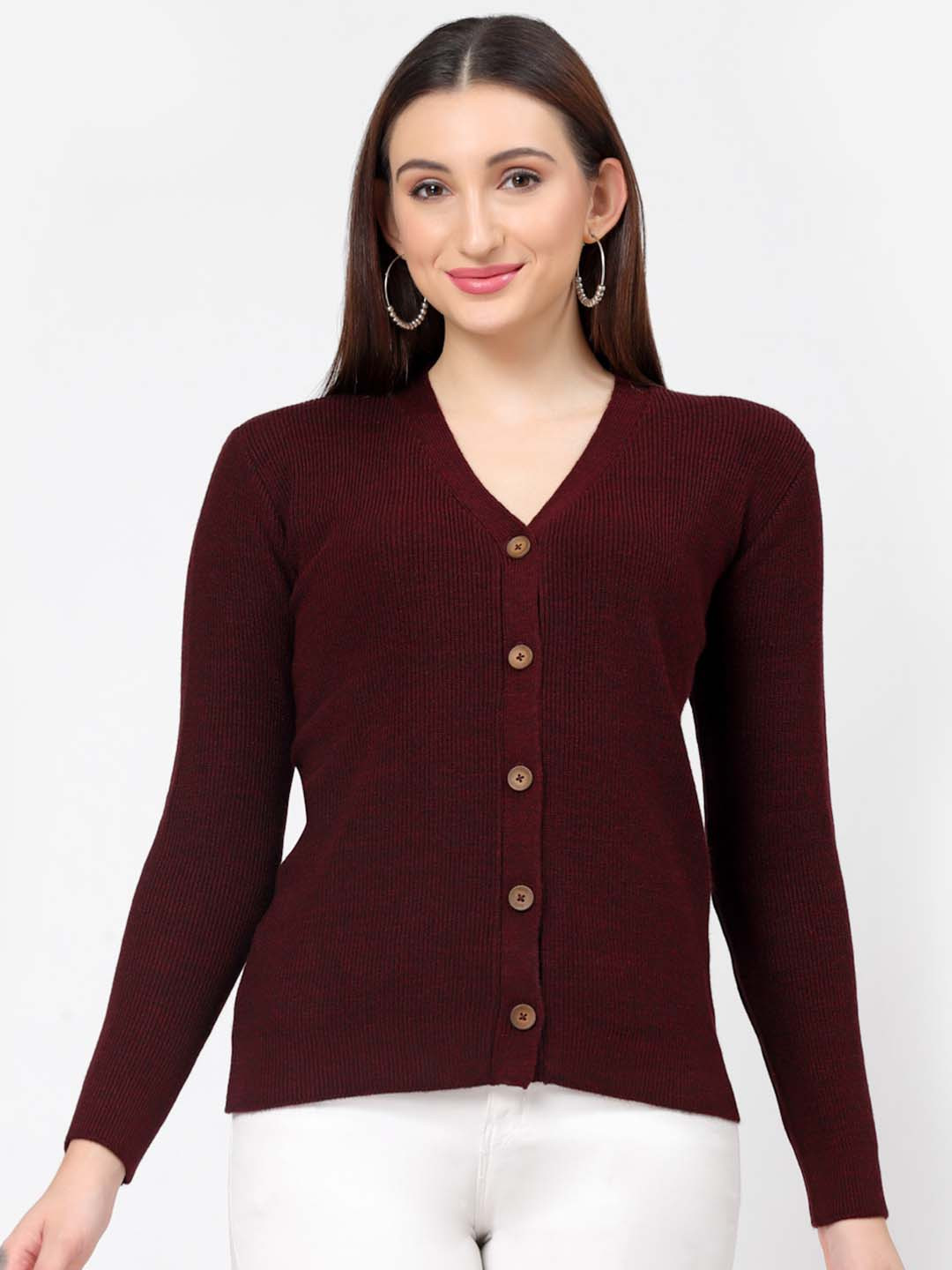 Long slv v-neck sweater cardigan