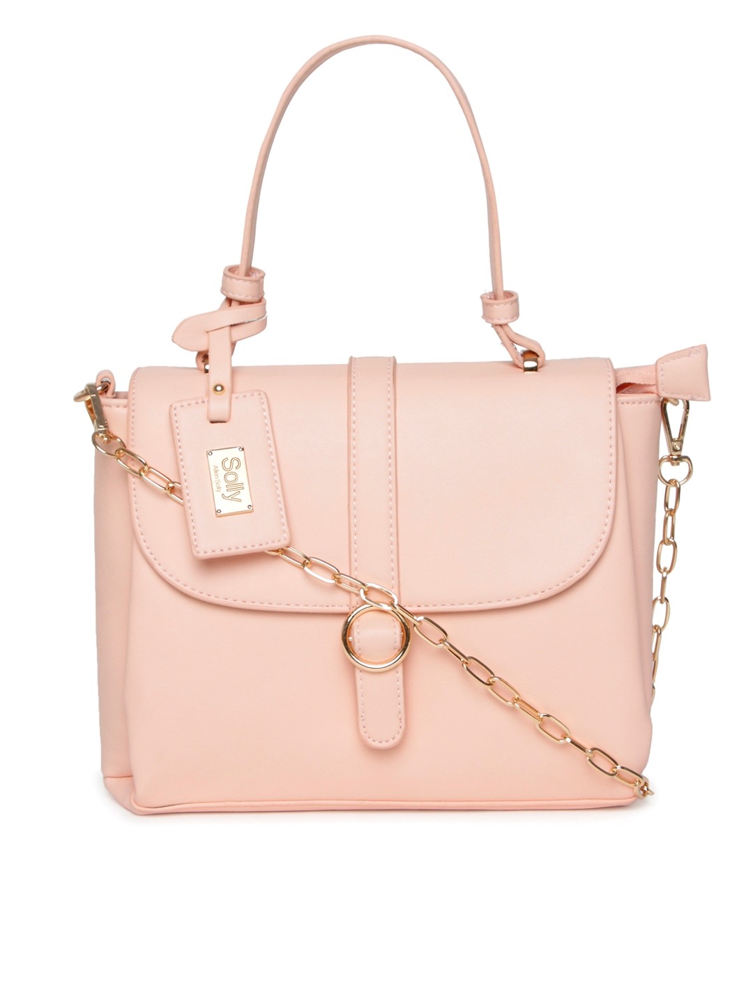 Buy Allen Solly Peach Coloured Solid Handheld Bag - Handbags for Women ...