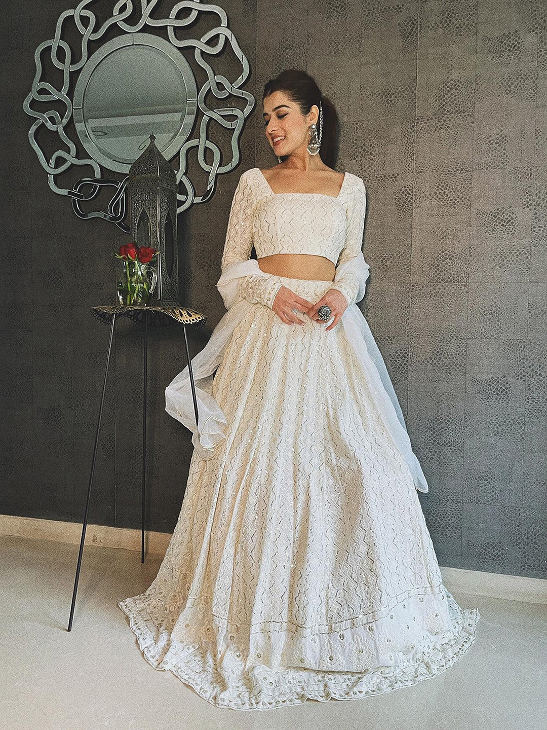 Embroidered Beads and Stones Semi‑Stitched Lehenga & Unstitched Blouse with Dupatta