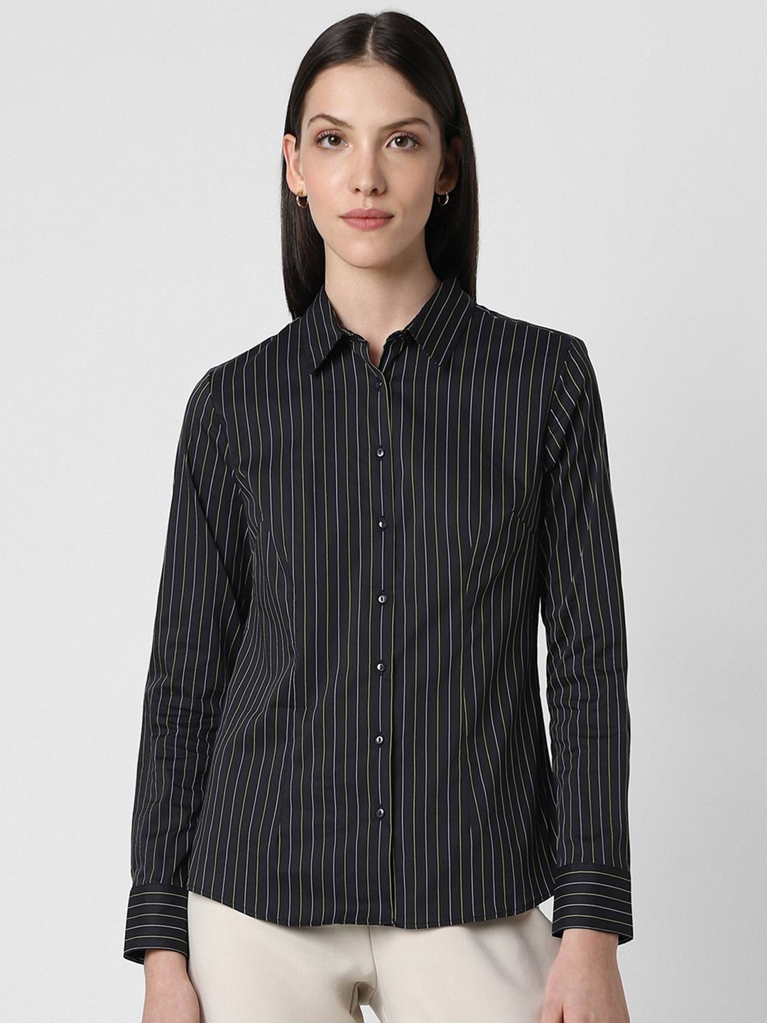 Buy Van Heusen Woman Spread Collar Striped Cotton Formal Shirt - Shirts ...