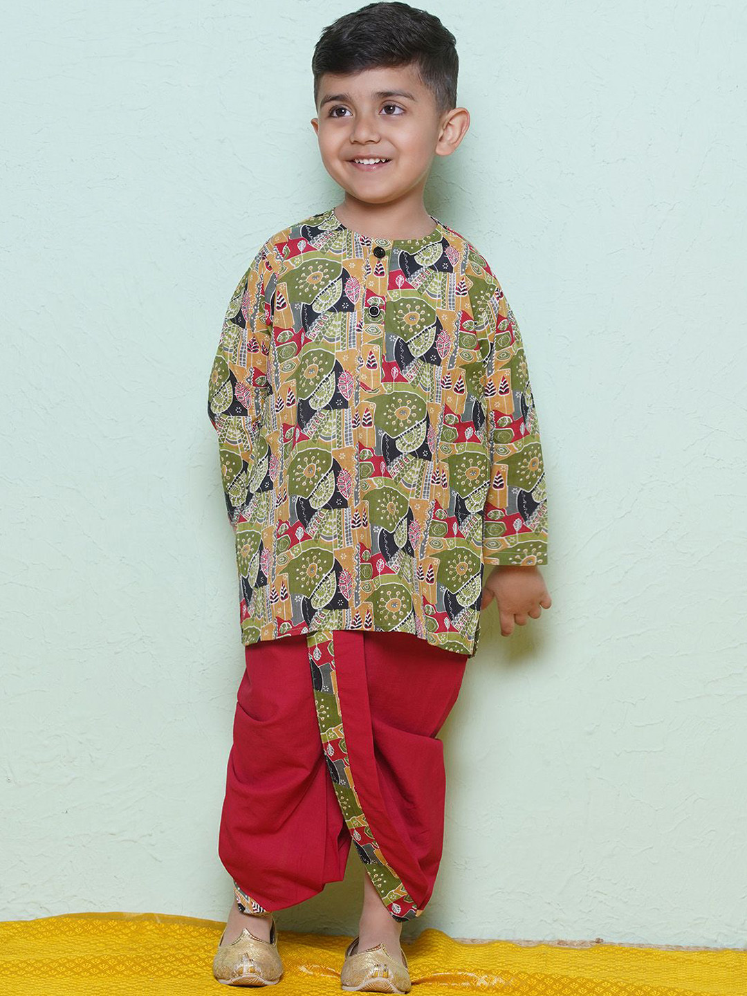AHHAAAA Boy's Ethnic Festive Cotton Kurta and Dhoti Pant Set