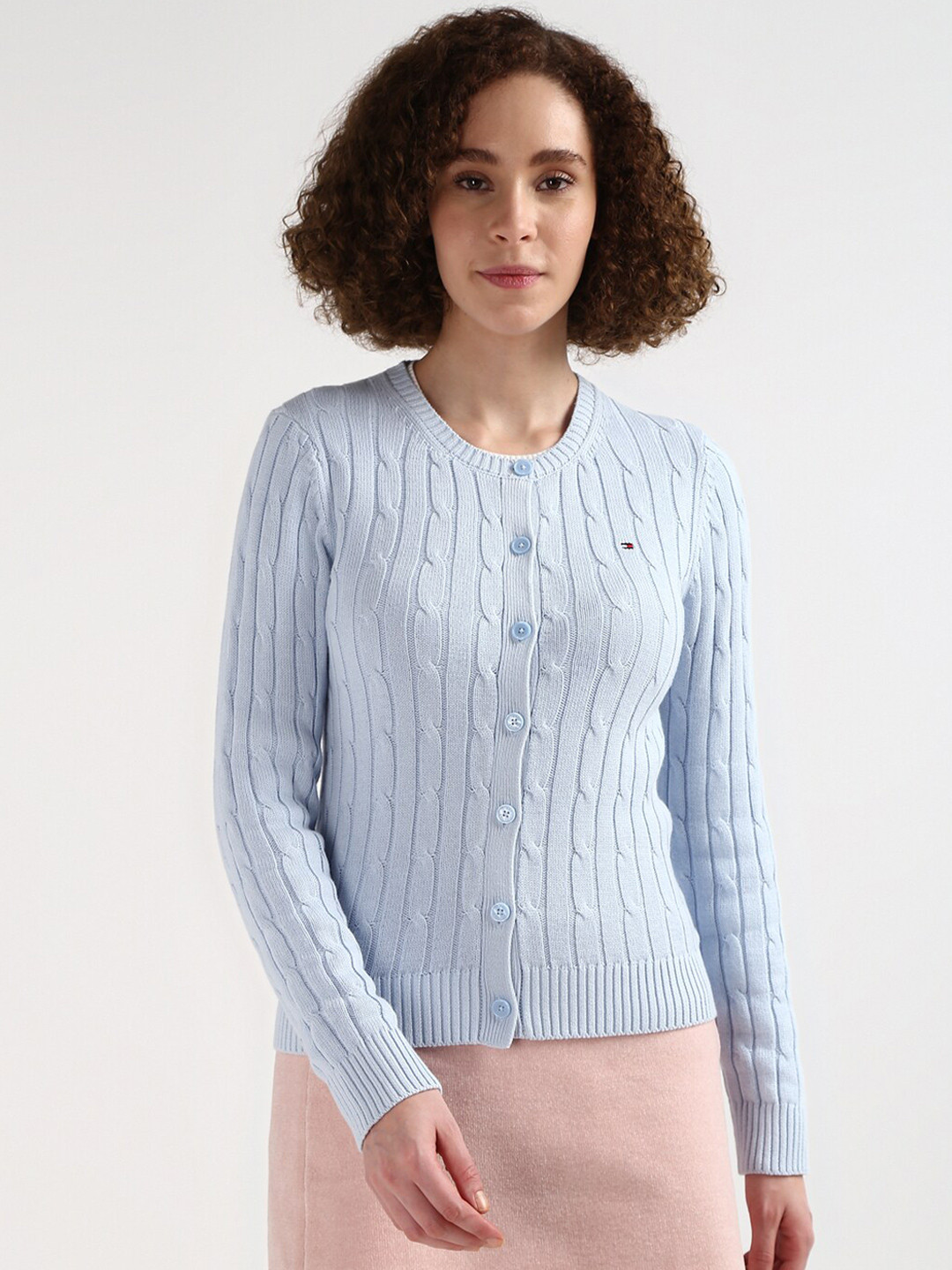 Tommy Jeans Women's V Neck Cropped Cardigan Sweater White Size Large