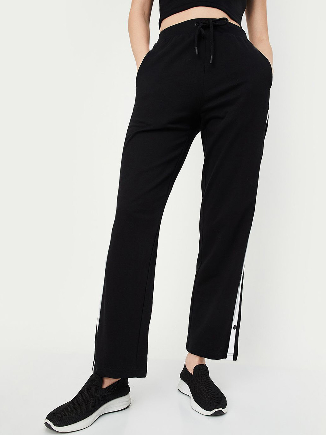 Black Women's Cotton Track Pants By Being Human Clothing