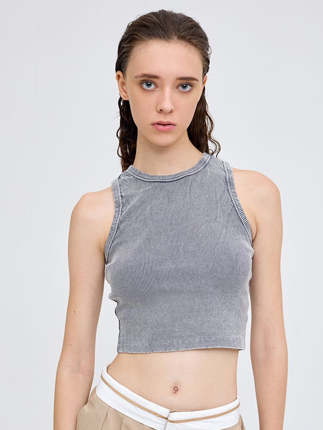 Buy COVER STORY Solid Round Neck Crop Top - Tops for Women 29888816