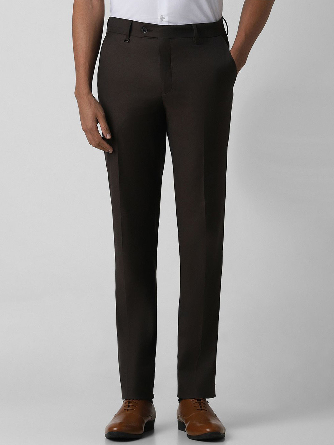 Buy Van Heusen Men Slim Fit Mid Rise Trousers - Trousers for Men ...