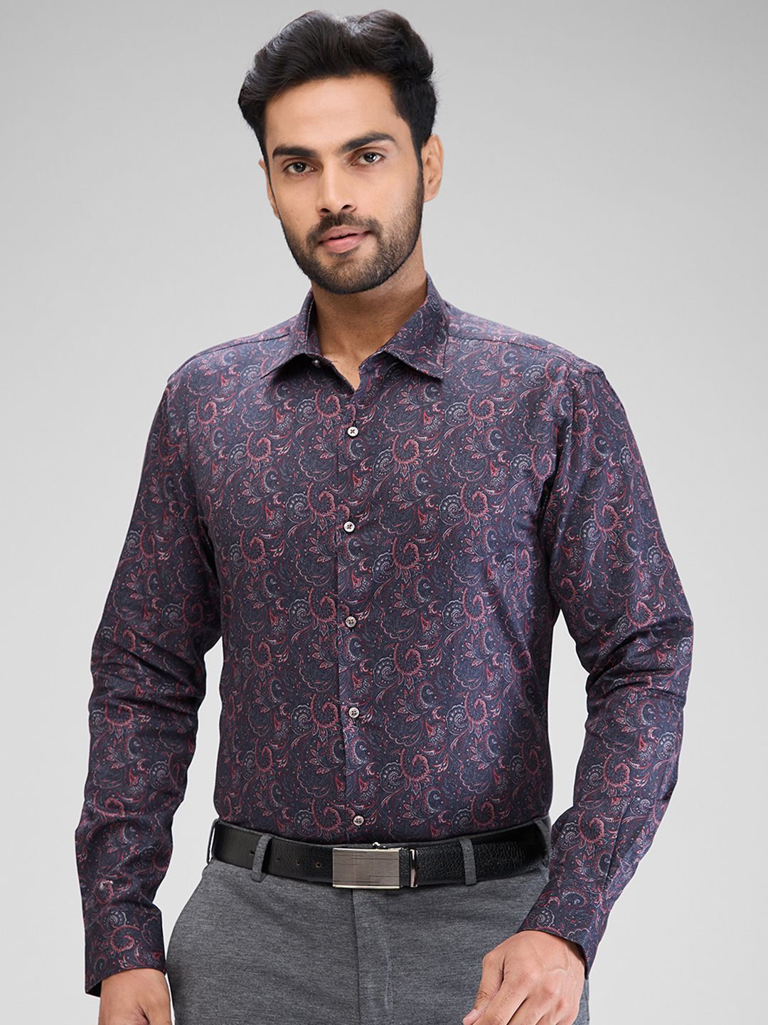 Buy Park Avenue Men Slim Fit Floral Opaque Printed Formal Shirt ...