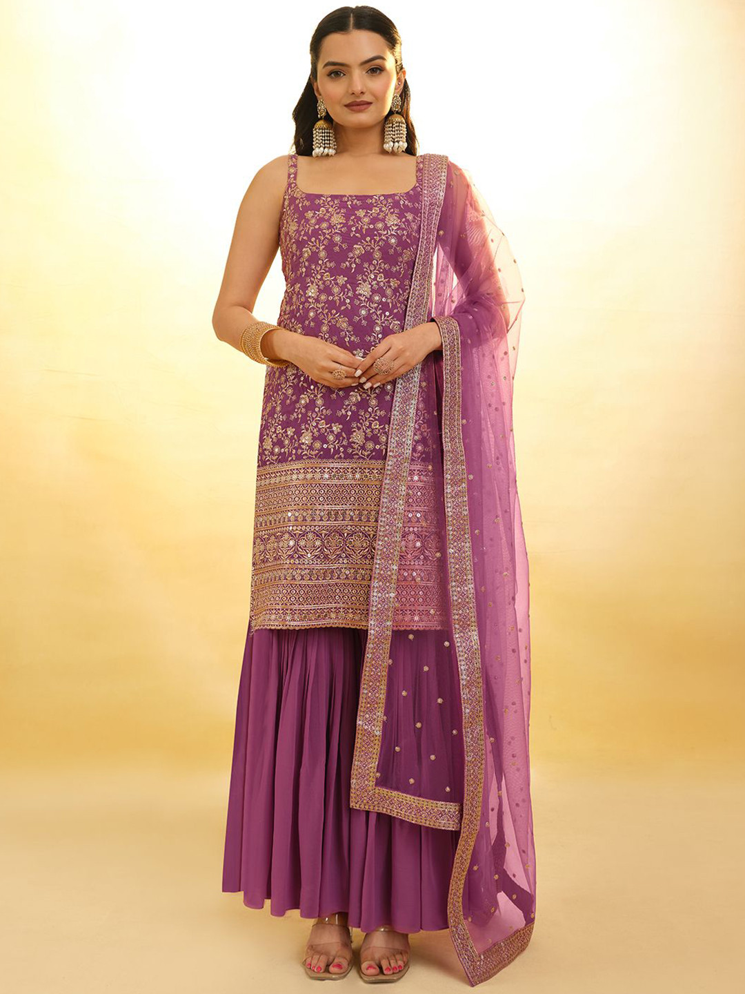 Georgette Stitched Suit Kurti with Lehenga & Dupatta main image 0