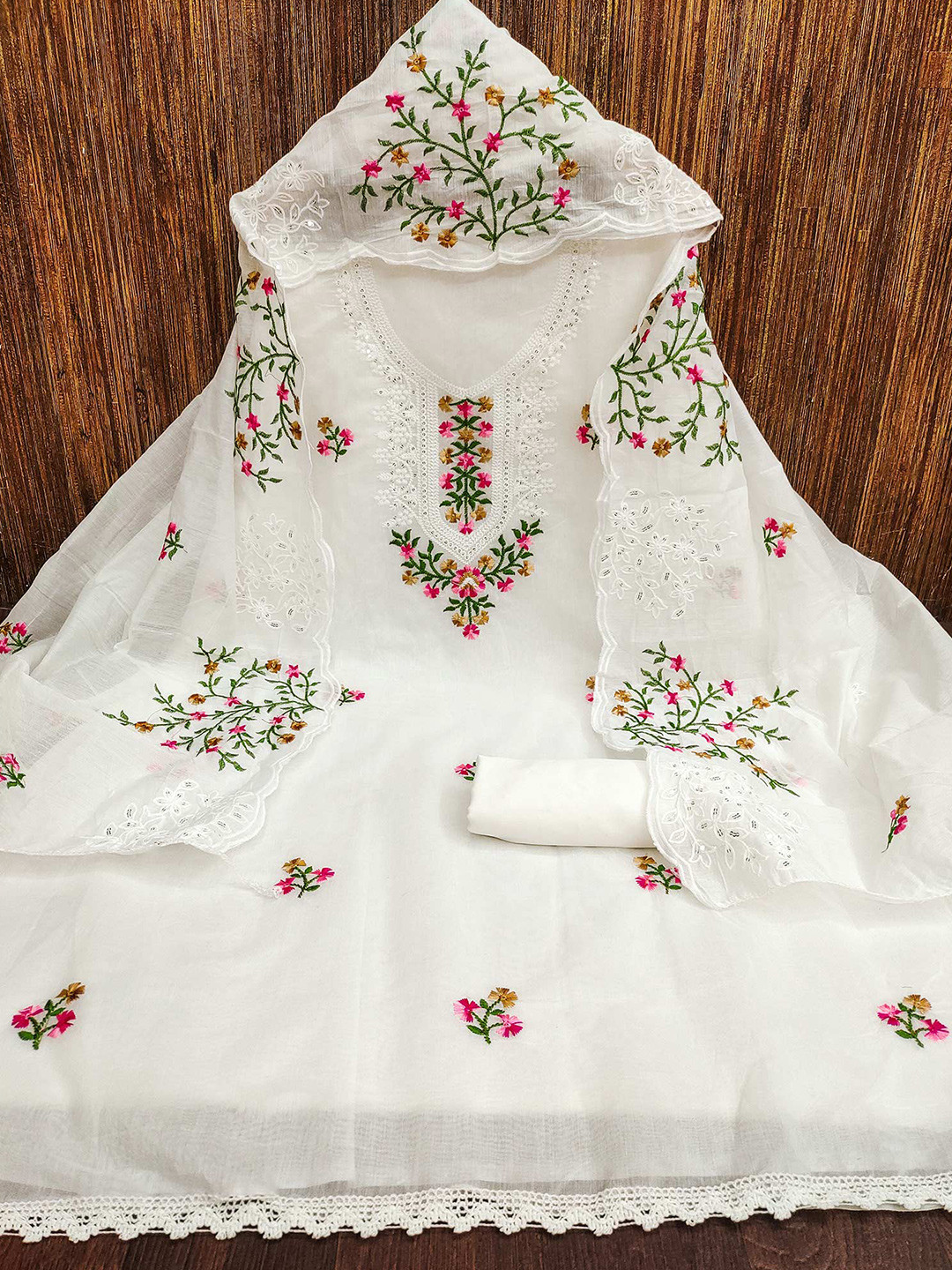 Embroidered Unstitched Dress Material