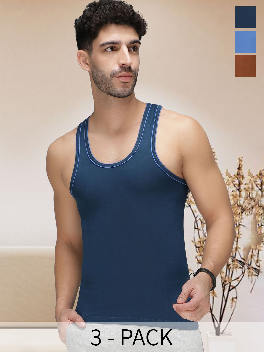 Buy AMUL COMFY Pack Of 2 Cotton Sleeveless Innerwear Vests - Innerwear ...