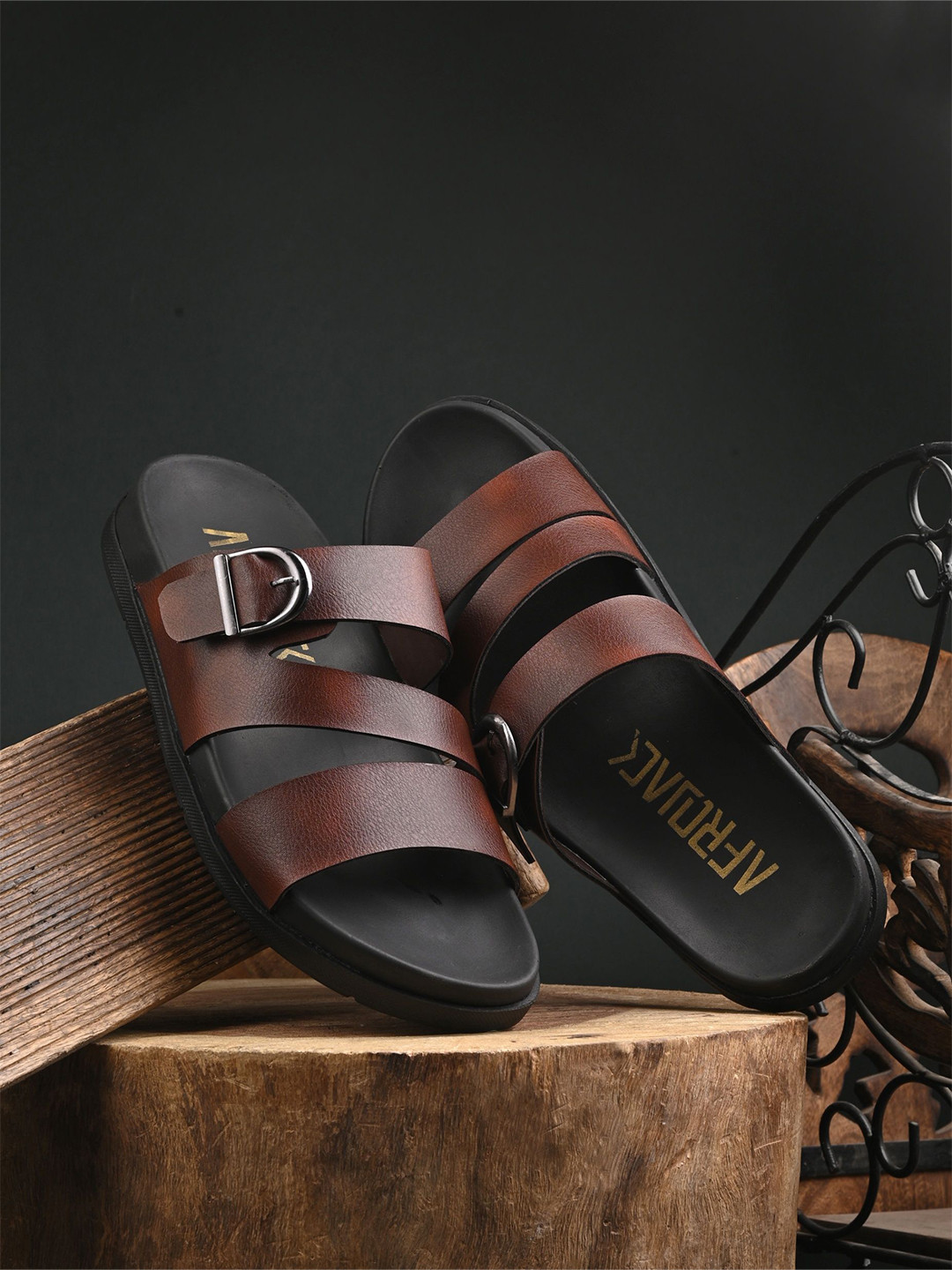 mens fur sandals