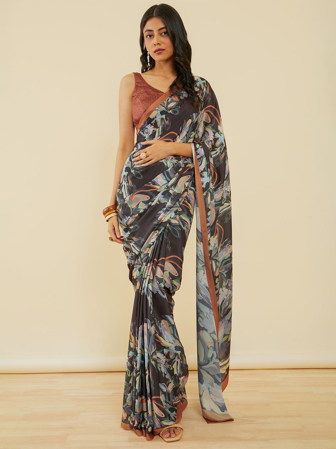 Buy Soch Pure Crepe Floral Saree Sarees for Women 29999236 Myntra
