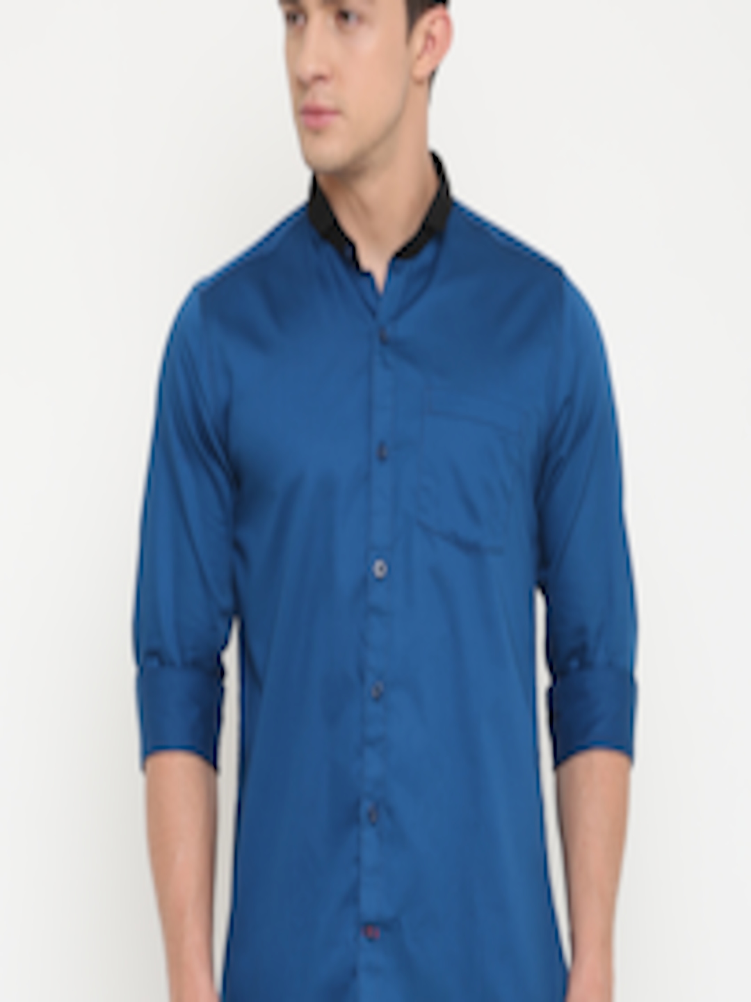 Buy Cross Court Men Blue Slim Fit Solid Casual Shirt - Shirts for Men ...