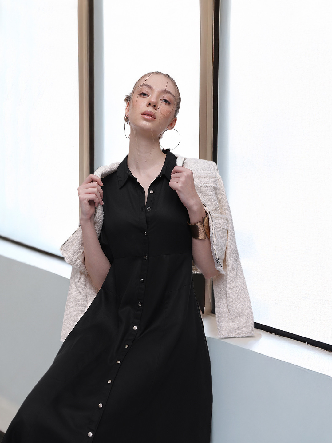 Frenchy Puff Sleeve Knotted Midi Dress