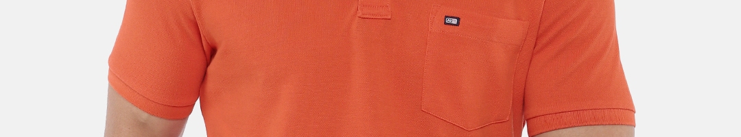 Buy Arrow Sport Men Orange Solid Polo Collar Pure Cotton T Shirt ...
