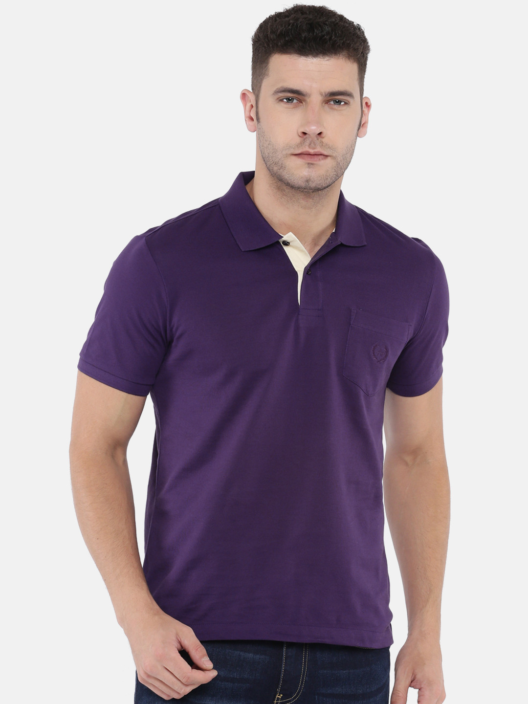 Buy Arrow Sport Men Purple Solid Polo Collar T Shirt Tshirts for Men