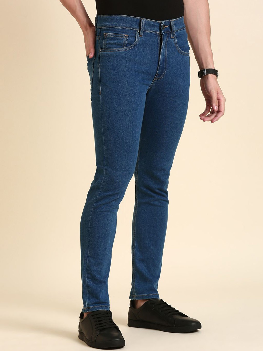 Buy Mast & Harbour Men Blue Skinny Fit Clean Look Dark Shade ...