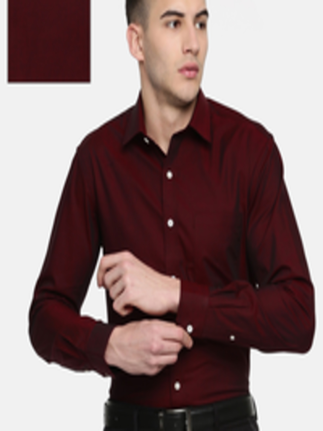 Buy Arrow Men Maroon Snug Slim Fit Striped Formal Shirt - Shirts for ...