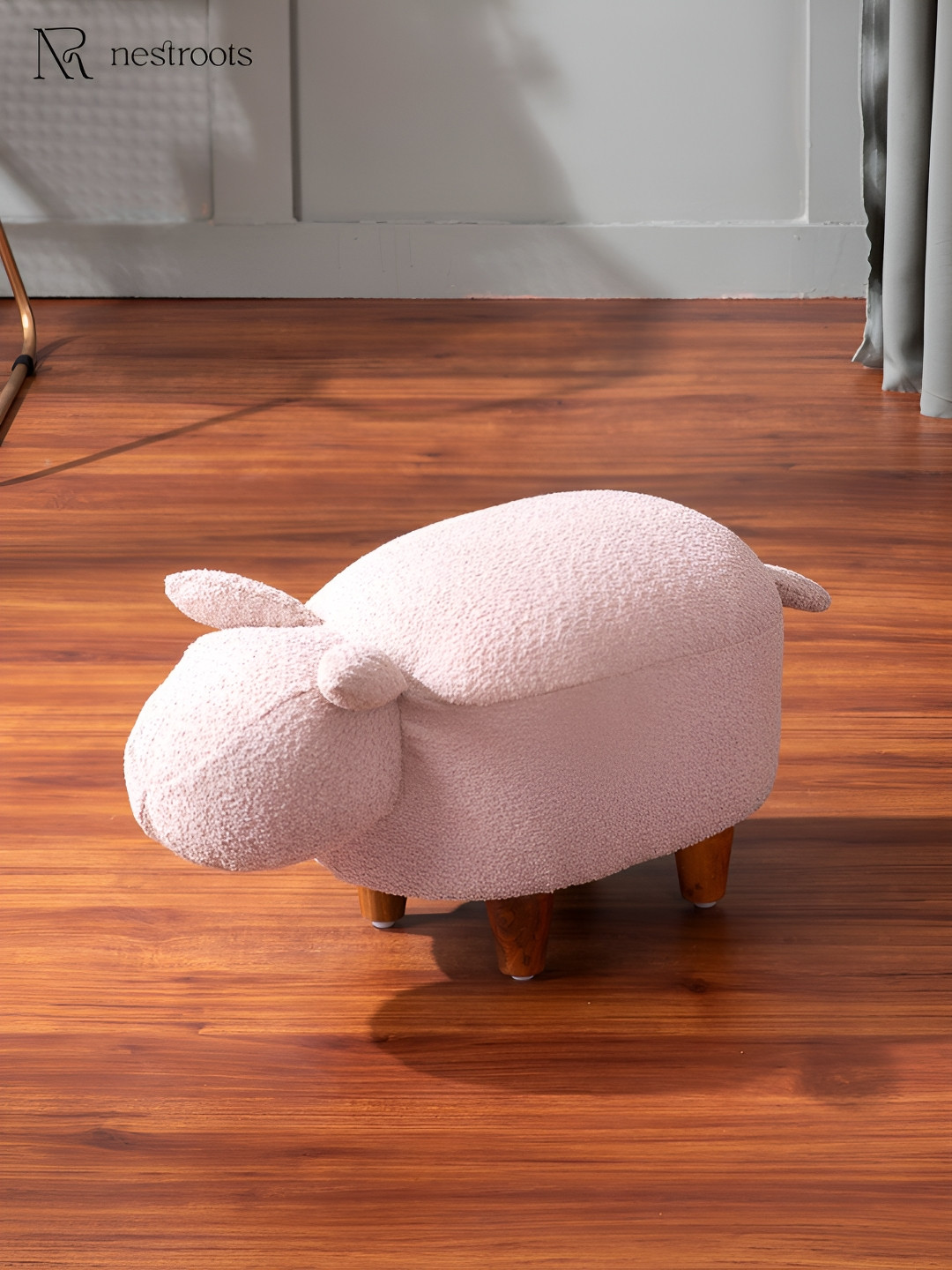 Buy Nestroots Pink Bunny Rabbit Wooden Ottoman Stool For Kids ...