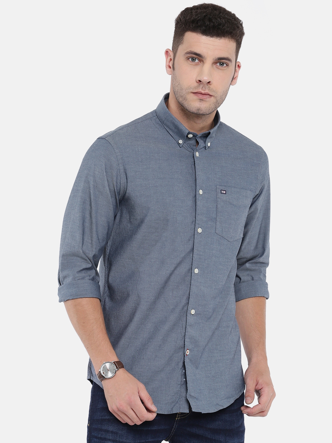 Buy Arrow Sport Men Blue Snug Slim Fit Solid Casual Shirt - Shirts for ...