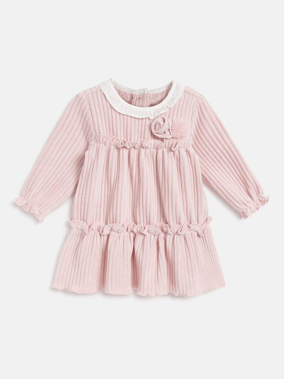 Girls Striped Georgette V-Neck Kimono Sleeves A-Line Midi Dress main image 1