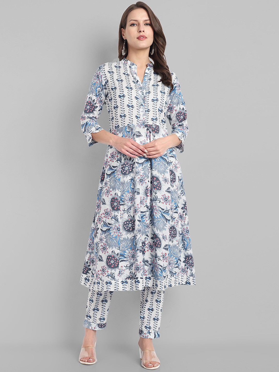 Women Floral Printed Regular Pure Cotton Kurta with Dhoti Pants