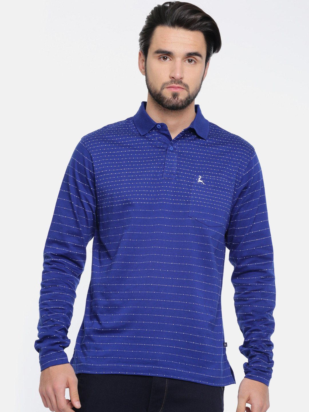 Buy Parx Men Blue Striped Polo Collar T Shirt - Tshirts for Men 3008246 ...