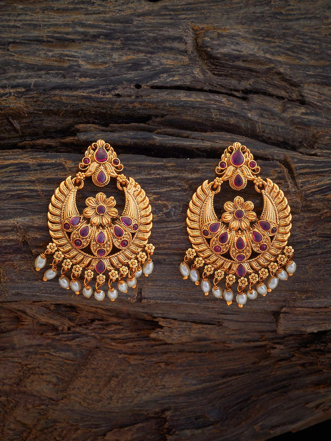 Gold Plated Enamel With Glass Beads Circular Drop Earring For Women