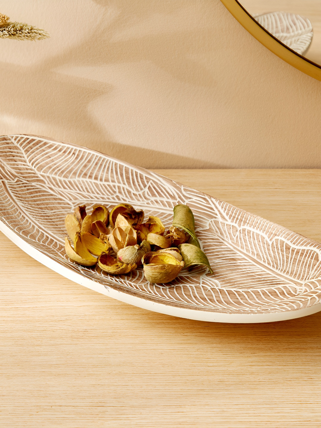 Buy Home Centre White & Beige Textured Food Platter - Food Platter for ...