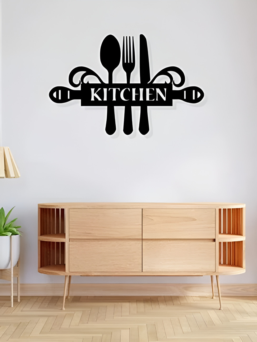 Buy ARTROOMS Black Kitchen Metal Wall Hanging - Wall Decor for Unisex ...