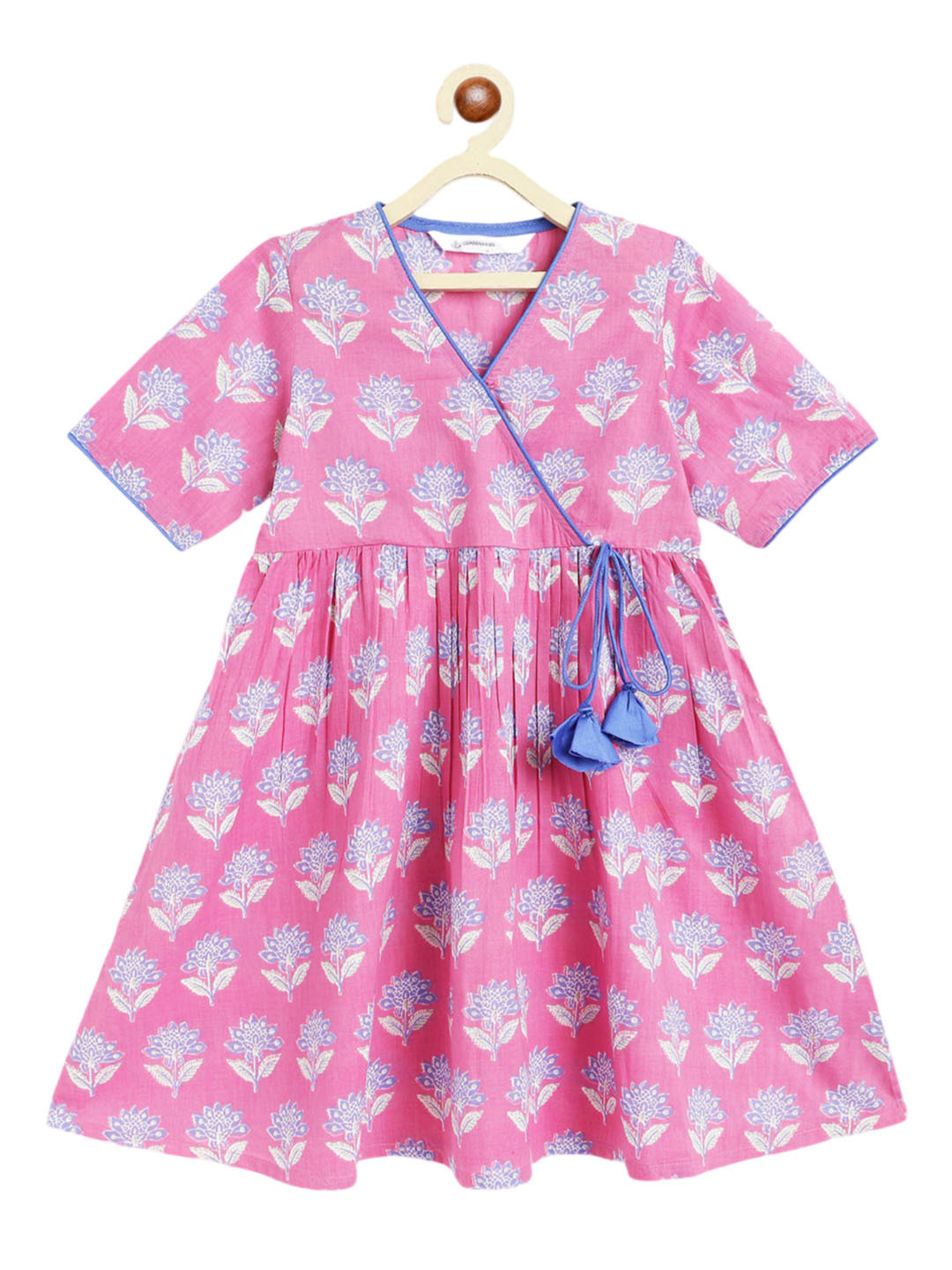 Campana Girls Urvashi Kurta - Seamless Floral Print - Magenta