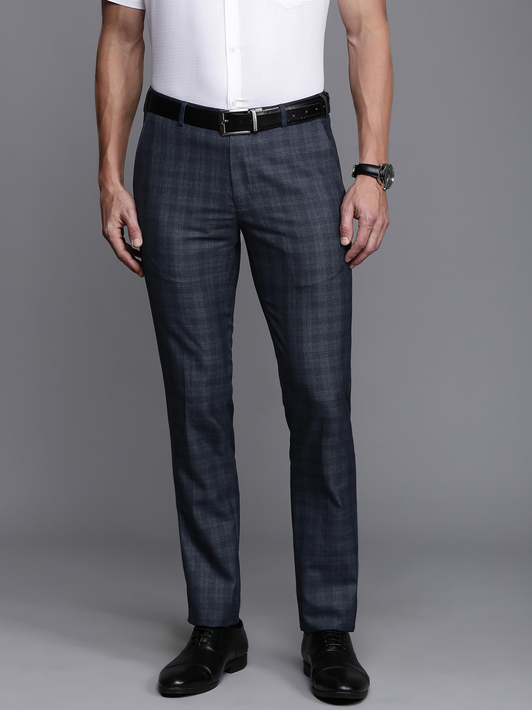 Buy Raymond Men Checked Slim Fit Formal Trousers - Trousers for Men ...