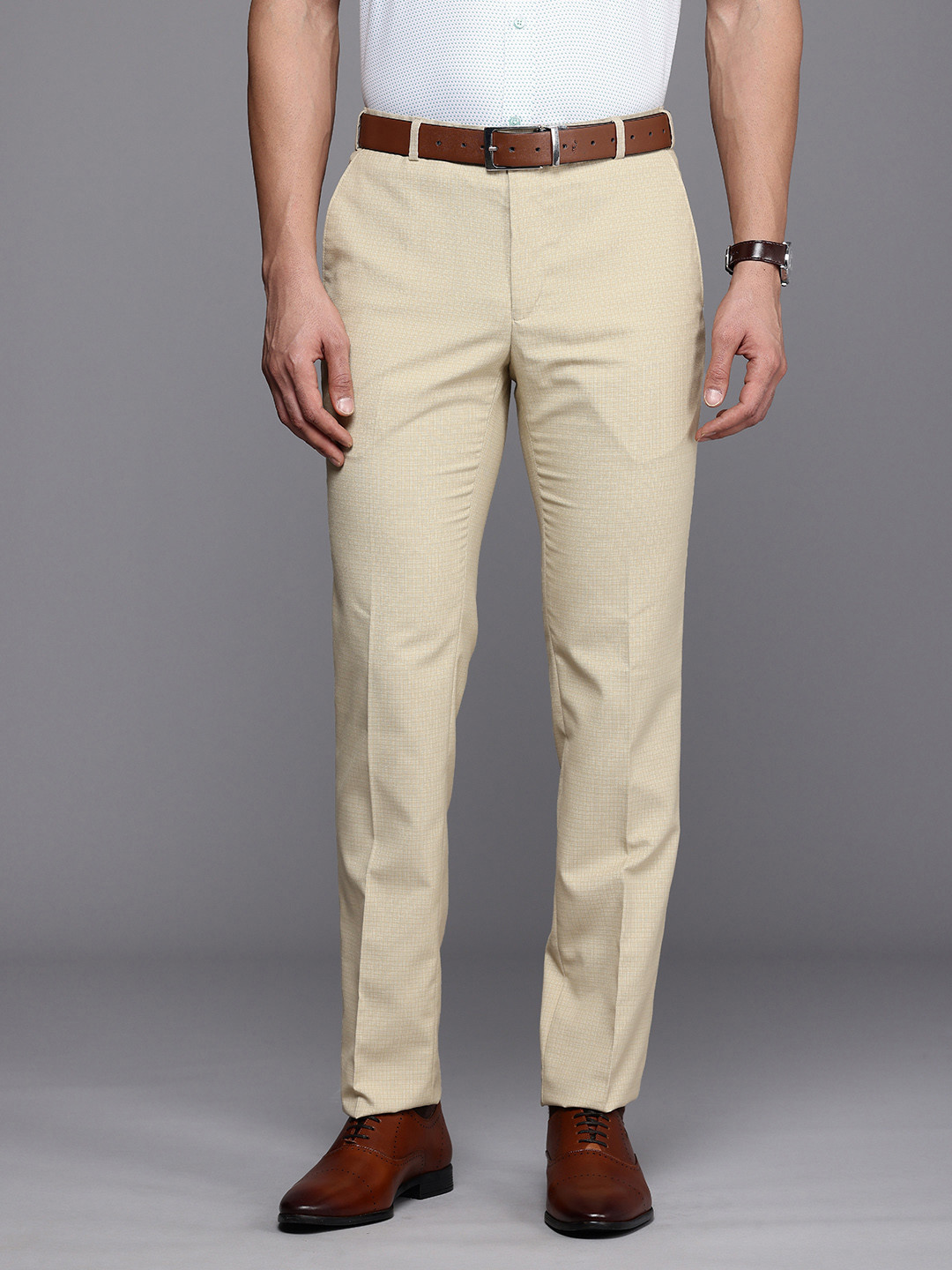 Buy Raymond Men Checked Slim Fit Formal Trousers - Trousers for Men ...