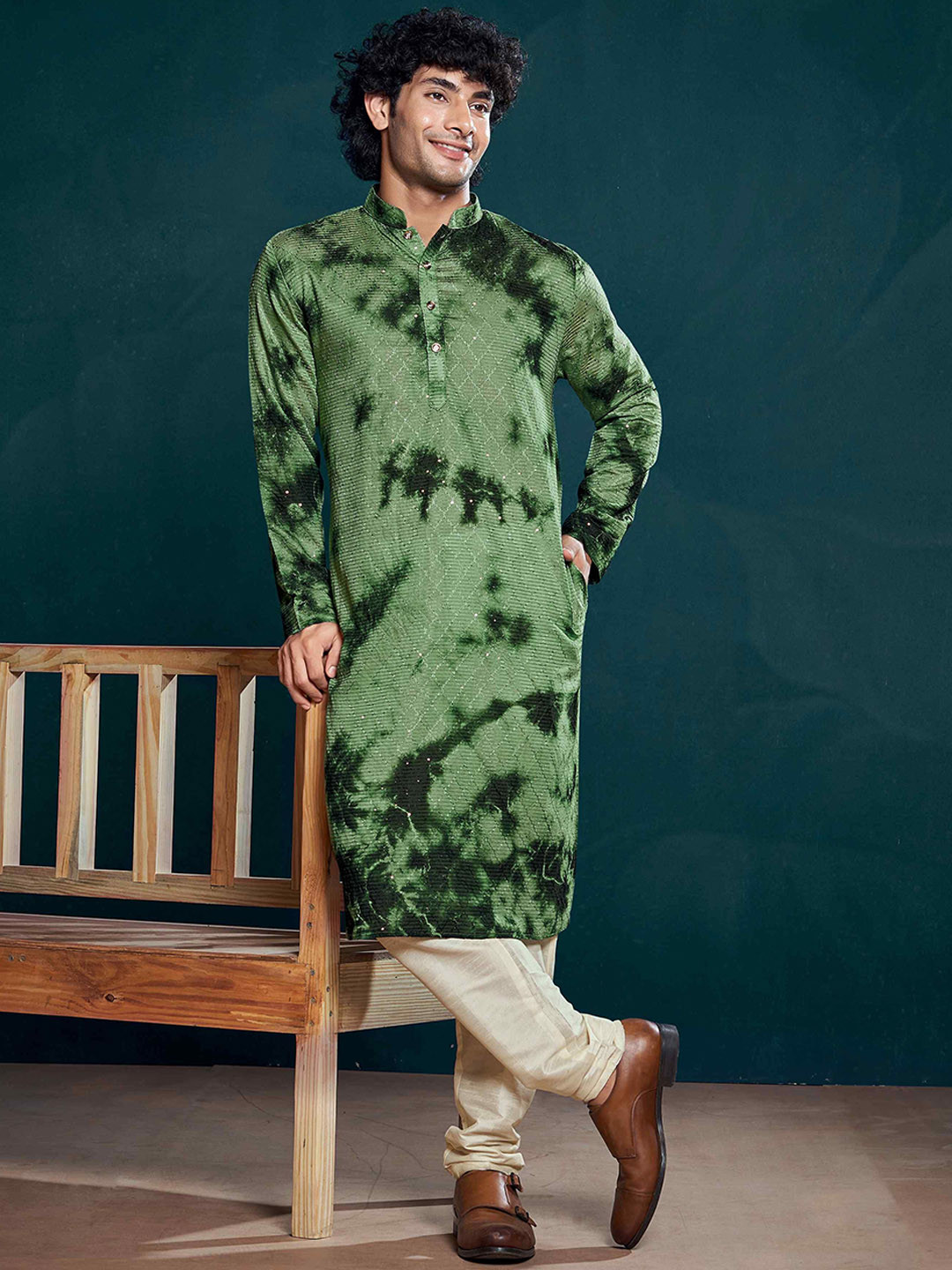 Orange - A-Line Tie & Dye Cotton Shibori Kurta 06 main image 1