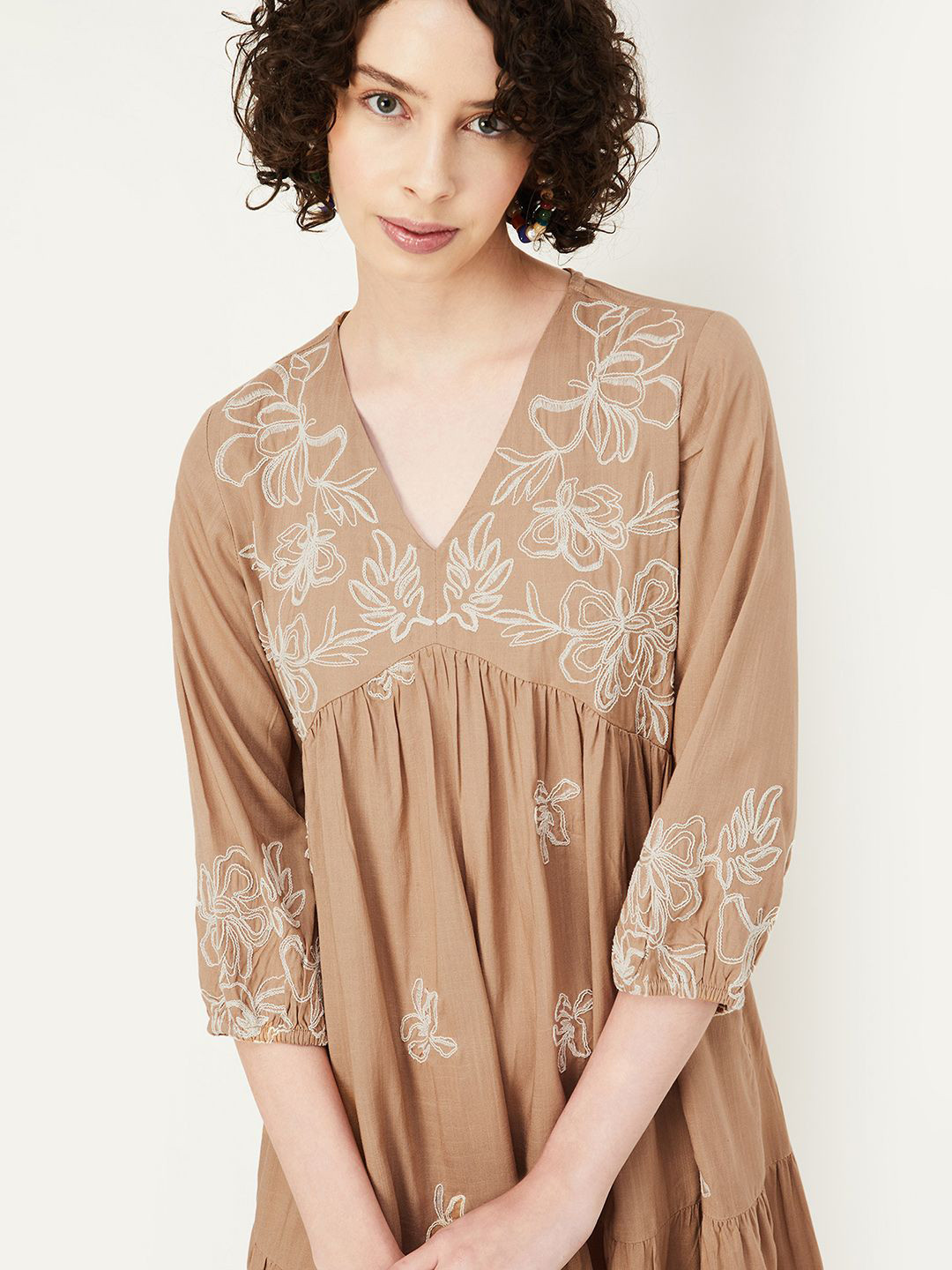 Floral Print Puff Sleeve Fit & Flare Dress